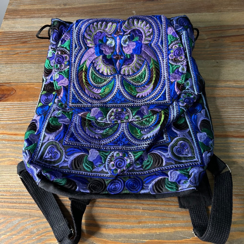 Embroidered Boho Owl‎ Floral Backpack Drawstring Bag unique